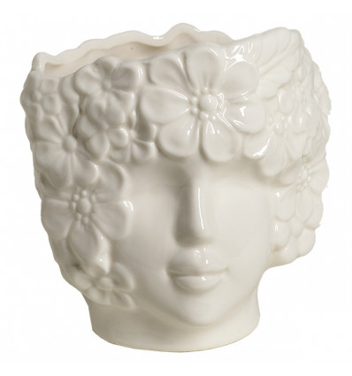TB 1706 Vaso testa fiorita 12x11,8 crm bianco