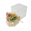 CM-125 Puffo profum. d11x11h con peonie ECRU' c/scat.pvc