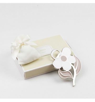 TPP/521 Apribottiglie calam. FIORE bianco/beige c/ast e sacch.