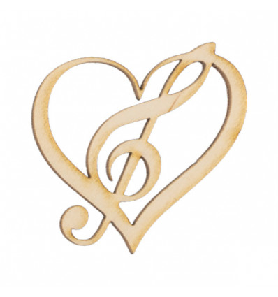 1130060 Applic. CUORE MUSICALE cm4,7x3,7 legno