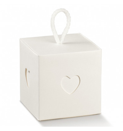 16920C Cubo 10x10x10 c/cuore e cordoncino WHITE (PAP 21+T)
