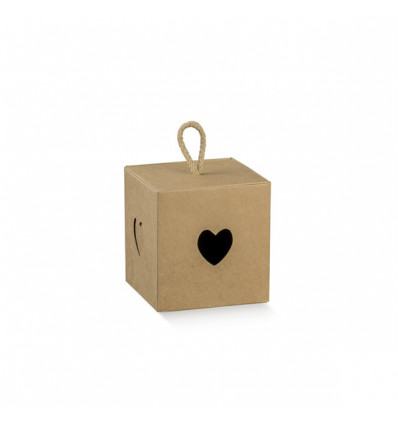 35946C Cubo 5x5x5 c/cuore e cordoncino AVANA