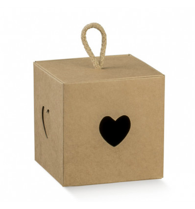 35950C Cubo 10x10x10 c/cuore e cordoncino AVANA (PAP 21+T)