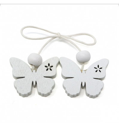 18609M Set 12 fiocchi c/2 farfalle legno BIANCO
