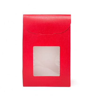 38021C Bustina c/finestra 9x4,5x13 LINO ROSSO