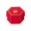 17875C Scatolina esagono f/c c/div. 6x6x4 LAUREA oro lino rosso (PAP 21)