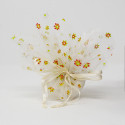 /CK7329-P Fazzoletto dpp organza 24x24 c/margherite PANNA
