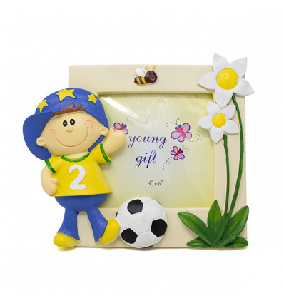 /1029139 P.foto bimbo calcio 10x10 GIALLO/BLU