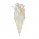 /867X063 Cono bicolore cot.c/roselline CREMA/BIANCO