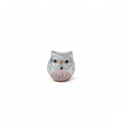 /1029831 Gufo gde cm3 arg. strass ROSA