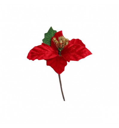 CK8508 Pick stella Natale c/foglia vell. ROSSO