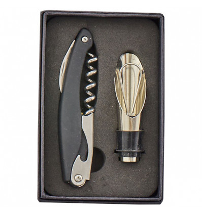 /1245002 Set 2 pz vino ACCIAIO/NERO c/scat.regalo