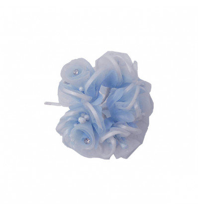 /ACA49/C Fiore organza c/strass CIELO