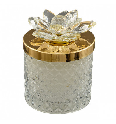 624240 Candela tda med. alta 8,5x12h c/fiore crist. trasp/oro