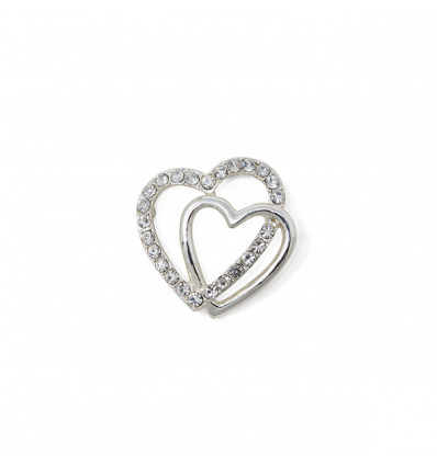 /QLUX17131 Ciondolo doppio cuore c/crist. 3,3x3,1 metallo