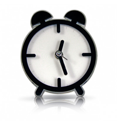 /P0006 Orologio sveglia 12x10 plex 3 strati bco/trasp/nero