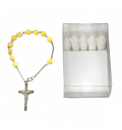 /57677M Rosario bracciale GIALLO c/scat.pvc+p.confetti