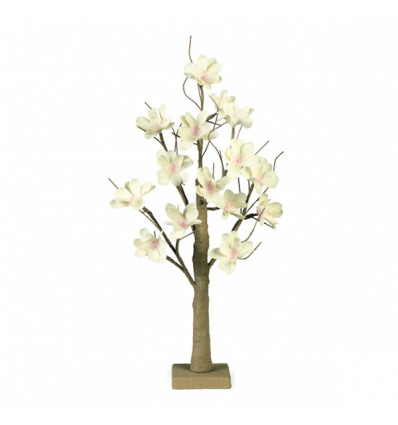 /71694M Albero h60 BEIGE c/fiori e luci AVORIO