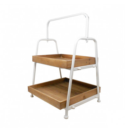 /28621 Alzata c/2vassoi 38x35x54h LEGNO/BIANCA