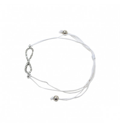 /BR412 Braccialetto INFINITO c/strass cordino bianco