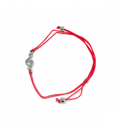 /BR416 Braccialetto CHIAVE DI SOL c/strass cordino rosso
