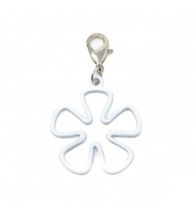 /SRP-507 Ciondolo FIORE vuoto BIANCO c/moschettone