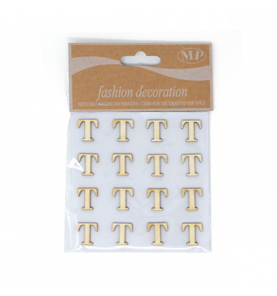 /T067-T Conf. 16pz lettera T adesiva legno