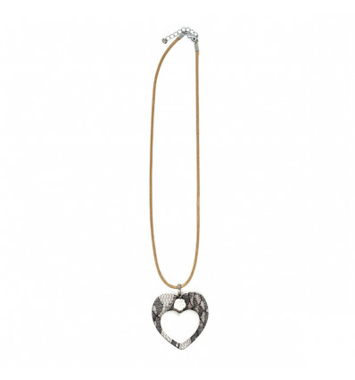 /TUA2 Collana cuore+rosa BIANCO c/plex pizzo NERO