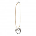 /TUA2 Collana cuore+rosa BIANCO c/plex pizzo NERO