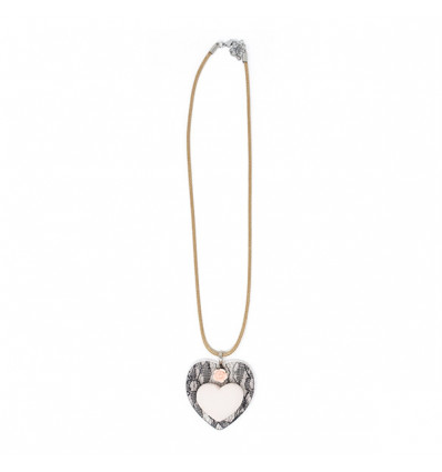 /TUA4 Collana cuore+rosa PESCA c/plex pizzo NERO