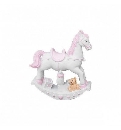 /C6080-R Statuina cavallo a dondolo h11 resina ROSA