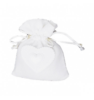 /K4010-P Sacchetto con cuore 9x11 tipo cotone PANNA