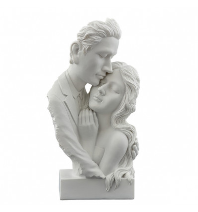 1354003 Statua coppia abbraccio gde h29 res. BIANCA