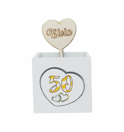 0230703 Vaso x piantina 7x7x6,5h c/tag lgn cuore 50'