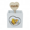 0230706 Vaso x piantina 7x7x6,5h c/tag lgn cuore CALICE+CRESIMA