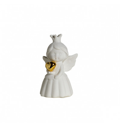 TB 1612 Angel.corona biscuit bianco in piedi h10,3 con cuore oro